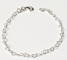 Charger l&#39;image dans la galerie, Bracelet/Gourmette en argent massif 925/1000 - Maille cœur
