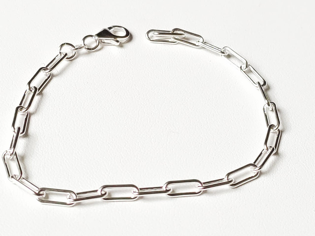 Bracelet/Gourmette en argent massif 925/1000 - Maille jaseron